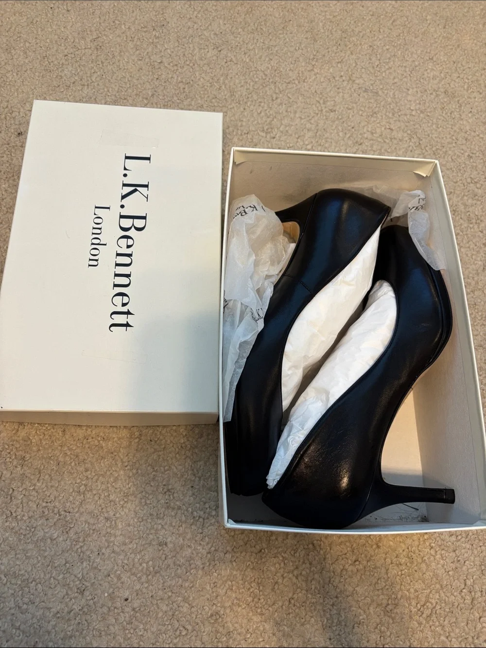 LK Bennett Black Leather Pointed Heel Pumps